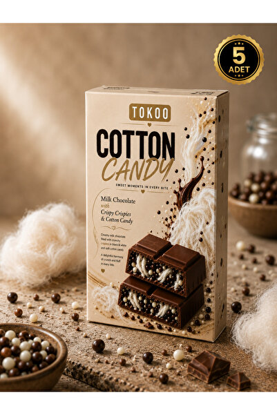 Tokoo Cotton Candy - 75g*5ad. Pişmaniye ve Pirinç Patlaklı draje dolgulu Sütlü çikolata