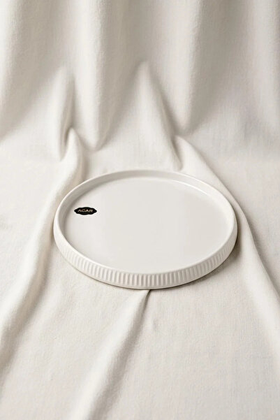 Bereketli Store Acar Line Detailed Round Porcelain Dinner Plate 23X3 cm 23 X 23