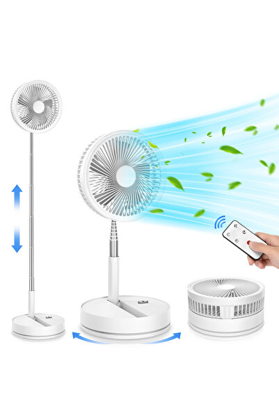 Choice1 White Wireless Folding Desk Fan Telescopic Outdoor Travel Camping Flo...