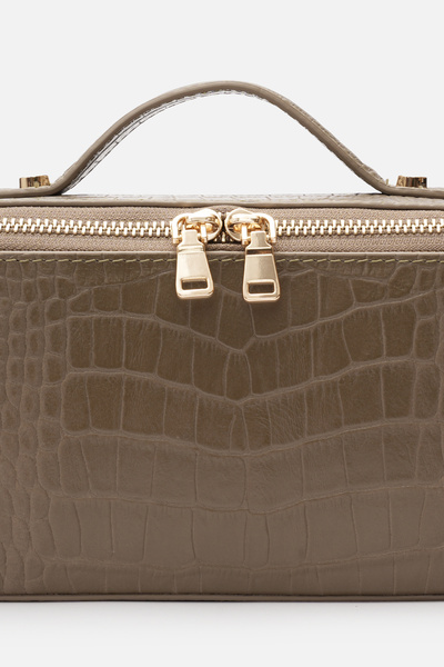 Bestyle Pedro Croco Genuine Leather Makeup & Travel Bag Mink Croco Leather