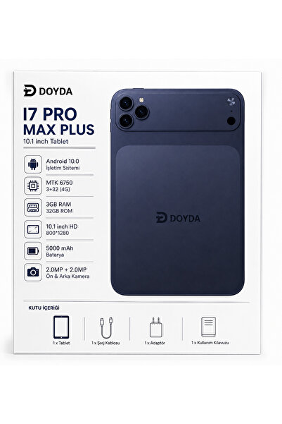 DOYDA Tablet – Lacivert I7 Pro Max Plus 10.1 İnç