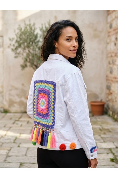 Rabiossa Women's Special Design Ethnic Denim Jacket