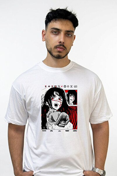 Anetos Chainsaw Man Reze Design Printed Oversize White T-Shirt