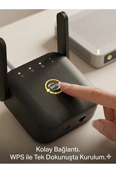 Deppo Trend Wifi Sinyal Güçlendirici 300 Mbps'e kadar Wireless Kablosuz Menzil AĞ Genişletici WAN/LAN To WİFİ