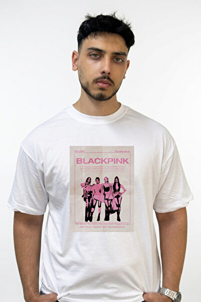 Anetos Blackpink Girlgroup Design Printed Oversize White T-Shirt