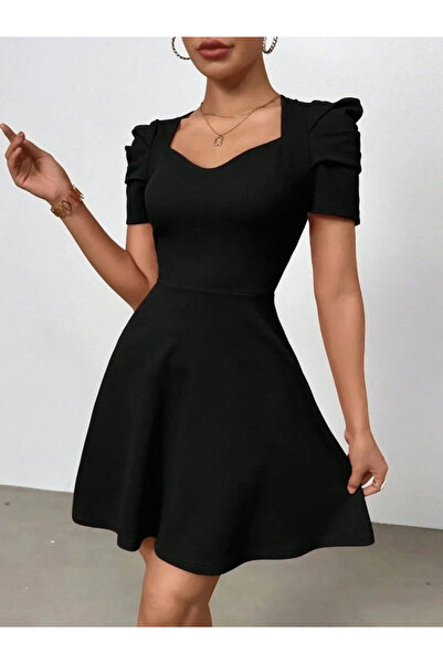 Generic Brand Women's Short Sleeve V-Neck Kilos Mini Imported Crepe Dress