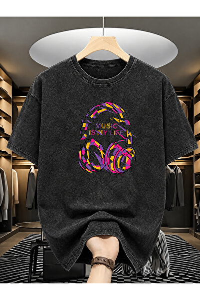 Pink Sky Acid Washed Oversize Unisex T-Shirt Washed Vintage Street Style Stre...