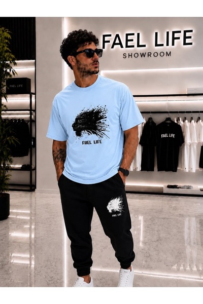 FAEL LİFE SET UNISEX CU TRICOU LARG ȘI PANTALONI DE TRENING CU IMPRIMEU TIGRU