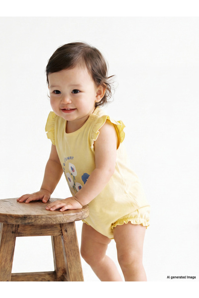 LC Waikiki Two-Piece Floral Print Baby Girl Jersey Romper