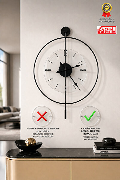 Wallover Design Tiktok Luxry Siyah 1. Kalite Kırılmaz Temperli Gerçek Camlı S...