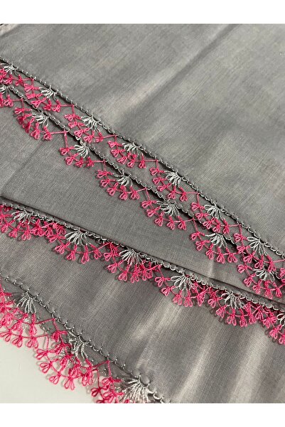 efelia concept Gray Handmade Needlepoint Hijab Scarf Writing