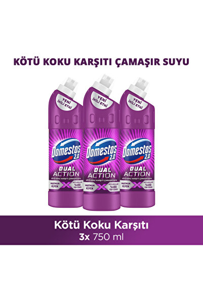 Domestos Dual Action Kötü Koku Karşıtı Çamaşır Suyu 750 ml x3