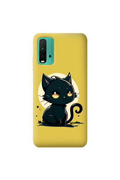 Other Xiaomi Poco M3 Black Cat Yellow Colored Silicone TPU Θήκη