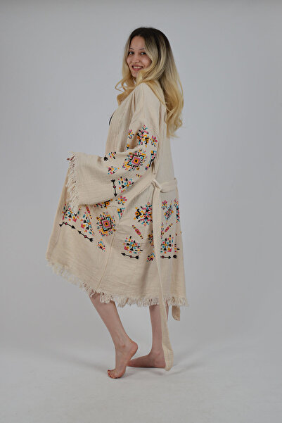 REİNA TEKS Kimono Caftan din bumbac cu model Kilim imprimat, cu curea, 1 buca...