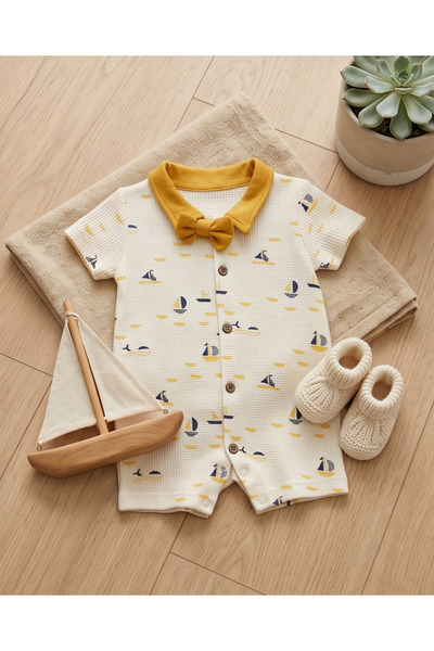 Necix's Bebe Erkek Bebek Papyonlu Kısa Kollu Polo Yaka Tulum