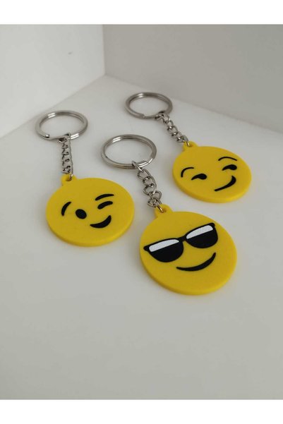 3D Layshop Set of 3 Fun Emoji Keychains - Bff Trio Kanka Group Combination and Bag Ornament (4.2 cm)
