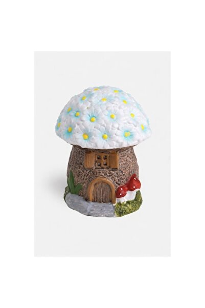 SHOPIENS Figurină de grădină, Căsuță miniaturală ceramică, Flori albastre în ...