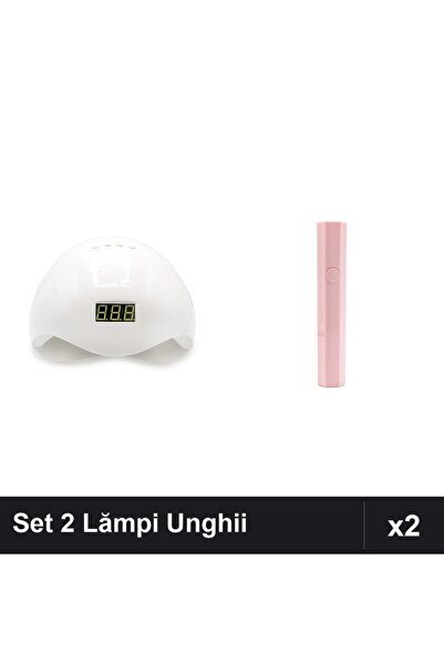 NAİLS Set 2 Lămpi UV/LED Profesionale 48W + Hexagonală Roz pentru Uscare Gel ...