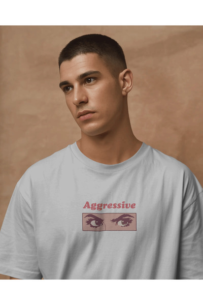 buzagi tasarım ürünleri Aggressive Unisex White Regular T-Shirt
