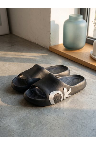 Dhiaa Walk Women's Thick Sole EVA Cloud Slides - Lightweight "OK" Graphic Platform Slippers