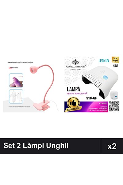 NAİLS Set 2 Lămpi LED și UV/LED 48W pentru Uscare Unghii Manichiură Profesională