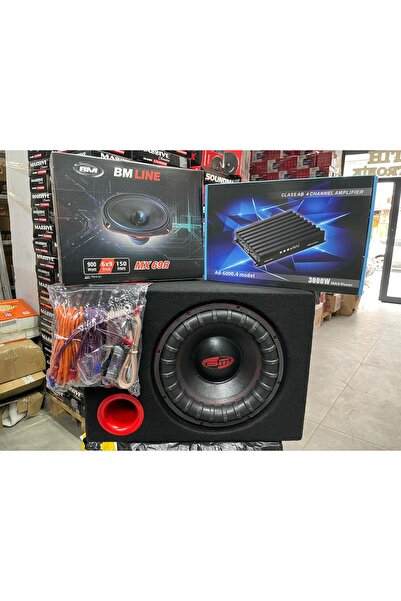 FTH SOUND 30 CM 1400 WAT SUBWOOFER BAS + 3000 WATT 4 KANAL AMFİ + OVAL MİDRAN...