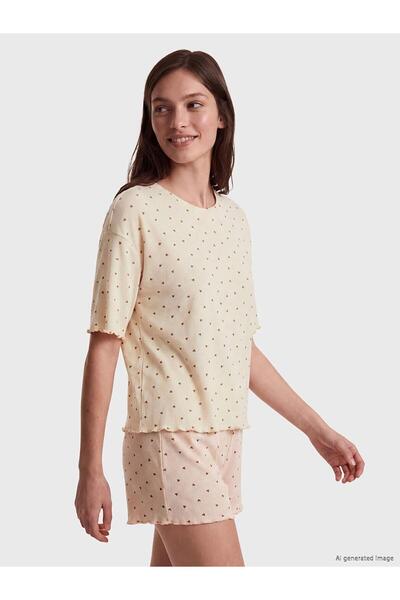 LC Waikiki Heart Patterned Women's Pajama Top (S6)