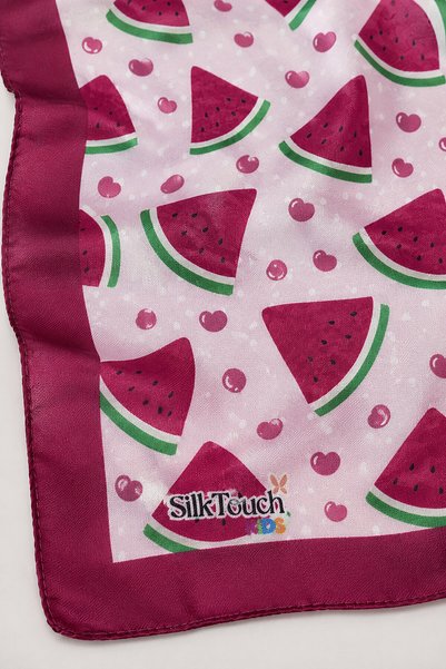 SilkTouch Eșarfă moale fucsia cu model Melon Dream pentru fete 80*80 cm