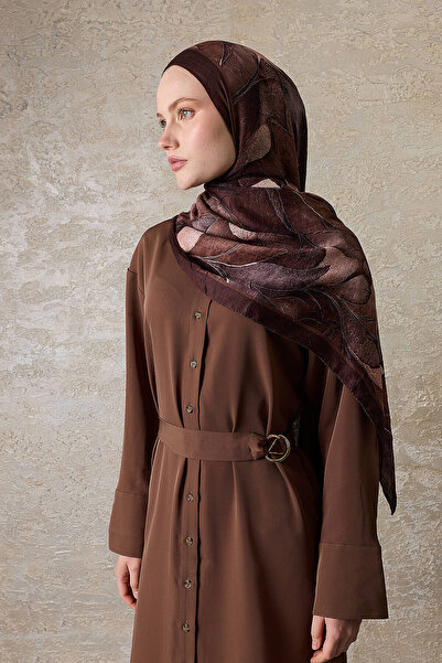 SilkTouch Coffee Leaf Symphony Patterned Cashmere Shawl