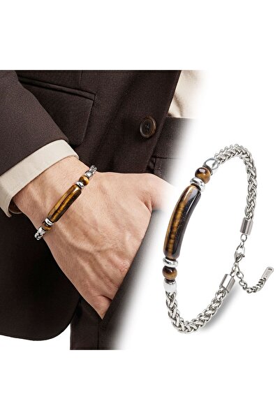 OGHAMAY Eye of the Heart Natural Stone Adjustable Steel Chain Bracelet 18392B...