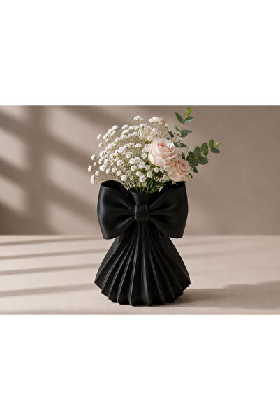 farist Decorative Vase with Bow Design |   Modern Flower Vase |   15X12X18 cm