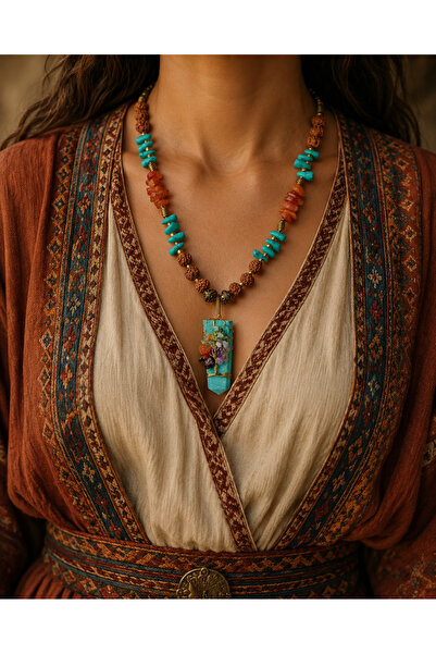 HER ŞEY NOTA www.herseynota.com Aiyana Ethnic Natural Stone Tree of Life Neck...
