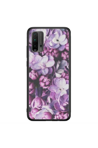 Other Xiaomi Redmi 9T Purple Flowers Black Glossy Θήκη