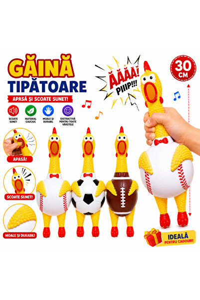 SHOP LIKE A PRO Jucărie Găină Țipătoare cu Sunet, 30 cm, Cauciuc, Modele cu M...