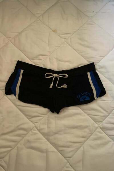 Köstebek Black Hollister Navy Blue Side Stripe Y2K Mini Sports Shorts