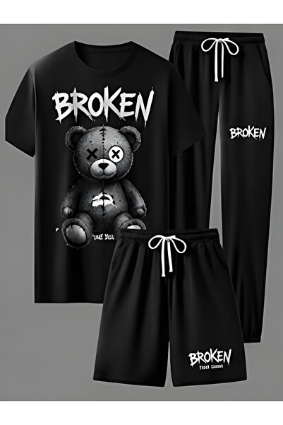 ONLY QUALİTY Unisex 3-Piece Set – Los Angeles Printed T-Shirt, Shorts and Tra...
