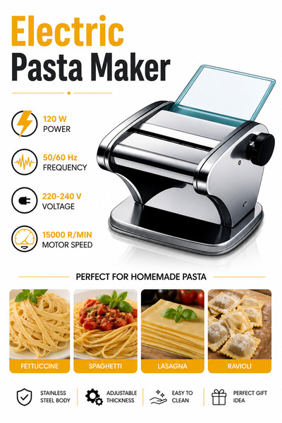 Baytix HOME 120W Electric Pasta Maker Machine Automatic Noodle Maker Stainles...