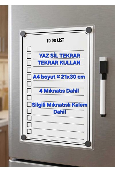 URDE Yaz Sil Yapılacaklar Listesi To Do List -A4- Buzdolabı Manyetik Pano Uyu...