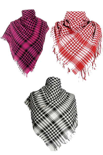 Belifanti Collection Cotton Plush Pink Black Red Authentic Kefiye Shawl Large...