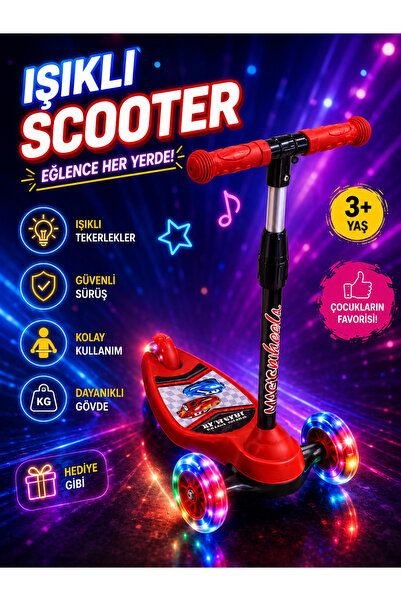ideal STORE IŞIKLI SCOOTER ARABA BASKILI 3LÜ TEKER 3+