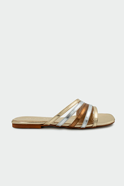 LAMİNTA Tiyos Stripe Detailed Women's Colorful Flat Slippers