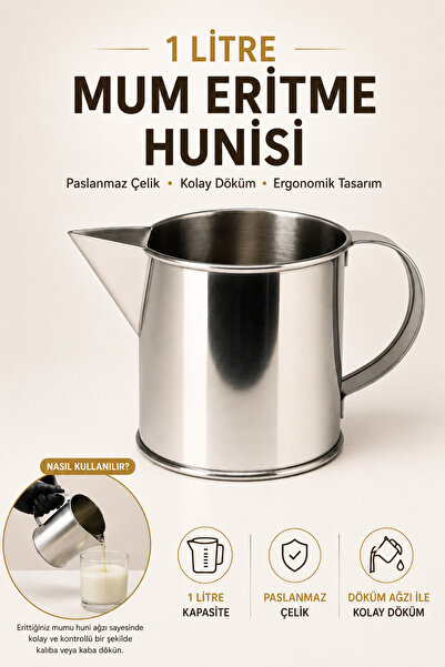 MUMTEDARİK Şapşak Mum Eritme Kabı 1 LT Paslanmaz Çelik Döküm Kabı
