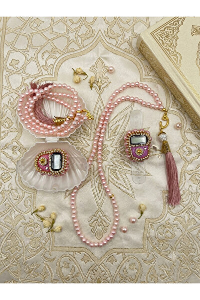 DUHA HAC Stone Zikirmatik and Tasbih Set in a Clamshell, Mevlid, Dowry, and H...