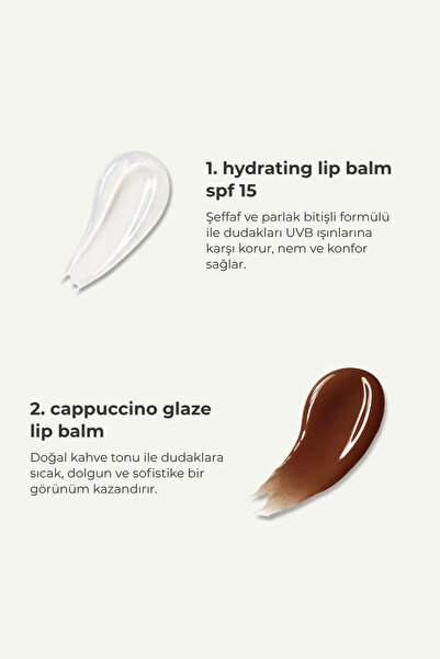 WIWIFY Glow & Protect Lip Duo, Hydrating Lip Balm + Cappuccino Glaze Balm | SPF 15, Squalane, Ceramide