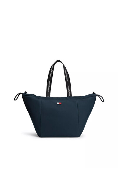 Tommy Hilfiger Women's Logo Printed Strap Zippered Navy Blue Shoulder Bag wit...