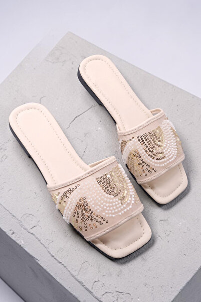 HFKY Women's Sequin Embroidered Slippers. Outdoor and Home Slippers