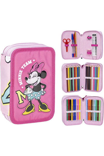 Minnie Mouse Κασετίνα με 3 θήκες φούξια