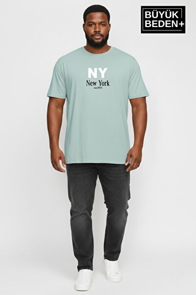 Superlife Ανδρικό μπλουζάκι μεγάλου μεγέθους NY New York με στάμπα 3xl-6xl με...