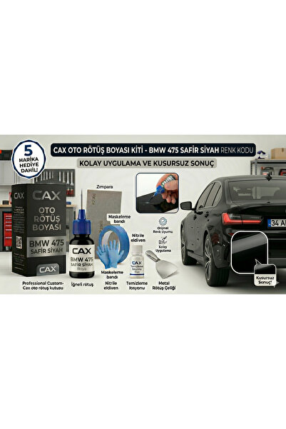 caxcolors CAX [ BMW 475 SAFİR SİYAH ] İğneli Araç Oto Rötuş Boyası Seti Çizik...