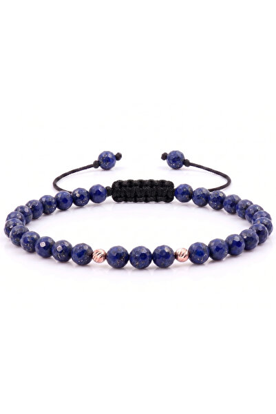 MANAVA Bratara cu 2 bile de Aur 14k si Lapis-Lazuli fatetat
